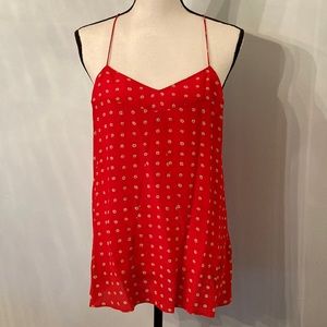 Madewell Poppy Red 100% Silk Waterflower Floral Racerback Tank
